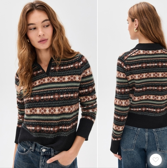 vince fair isle polo sweater NWOT - Picture 2 of 7